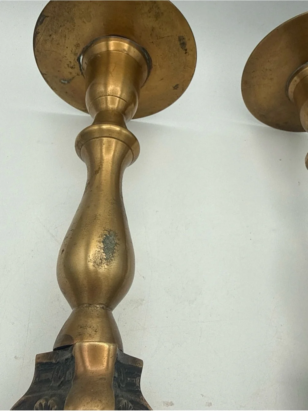 Classic Baroque-style/ Neo-Gothic brass  candlesticks Tripod Lion Paw Foot 10”